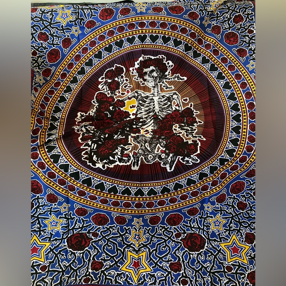Vintage 90s Gypsy Rose Skeleton Tapestry